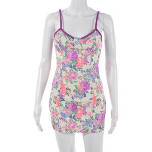 Mink Pink Womens Slip Dress Floral Beige Size S